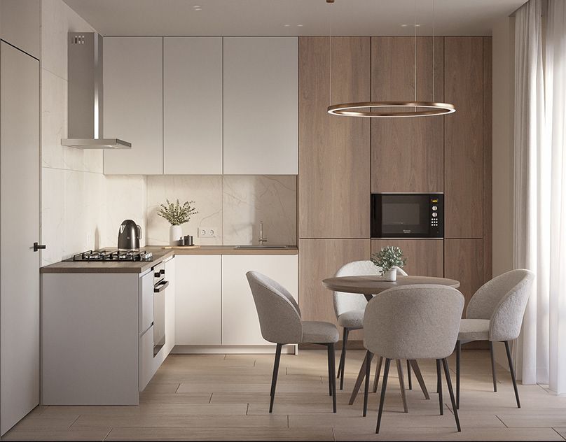Sharp White Kitchen with Minimalist Style 