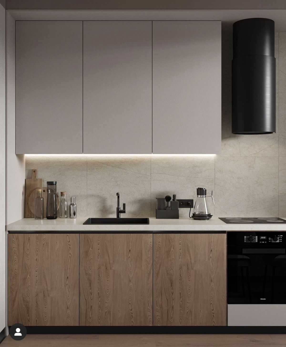 Sharp White Kitchen with Minimalist Style 