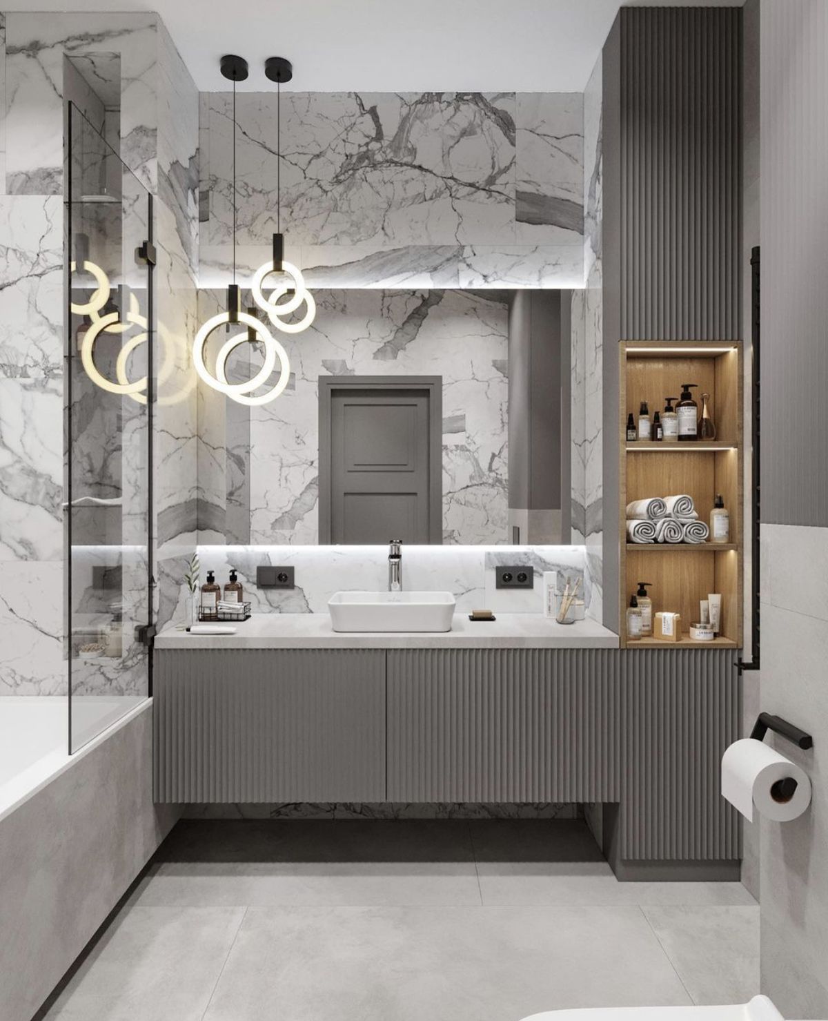 Contemporary White & Gray Inset Kitchen
