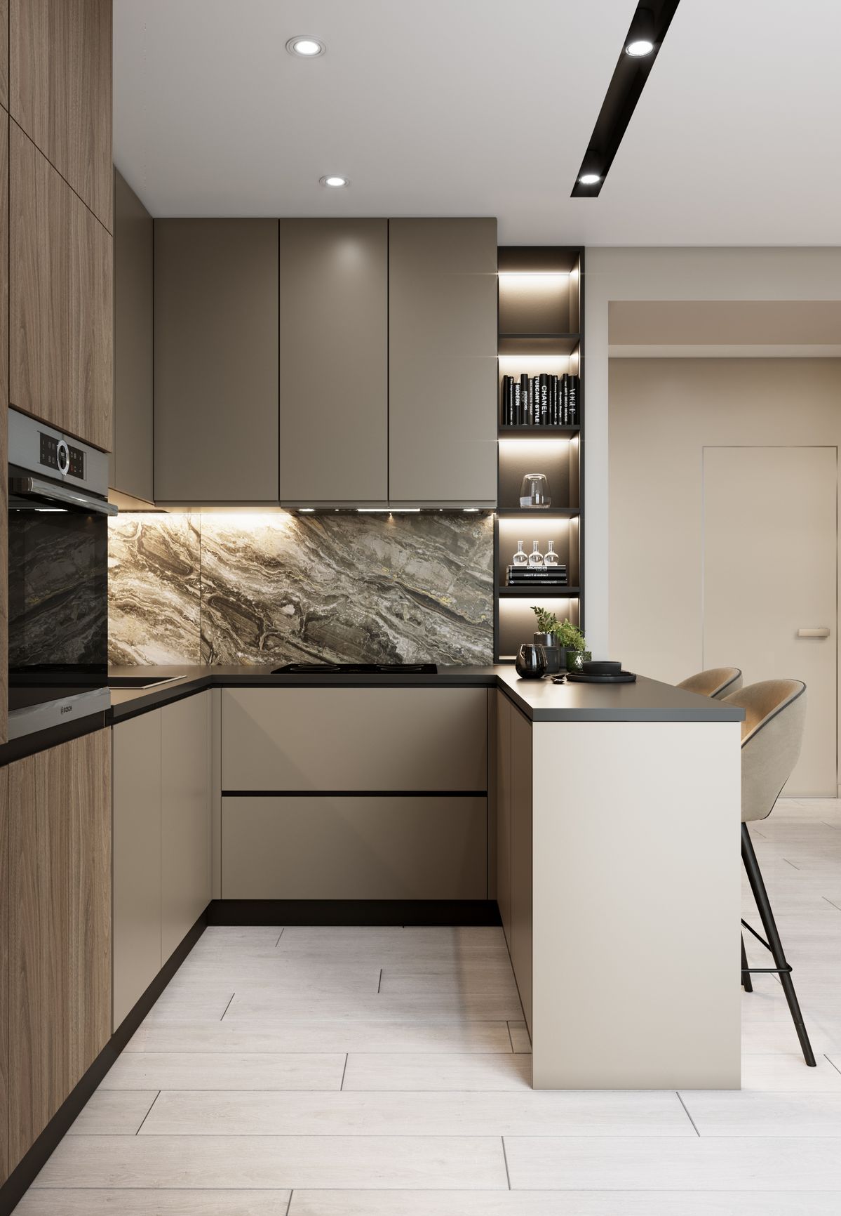 Sharp White Kitchen with Minimalist Style 